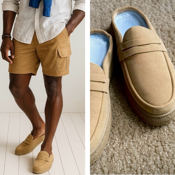 FBC Studio Other - Handmade Suede Men’s Slides | Tan Slip-On Artisan Loafers for Men